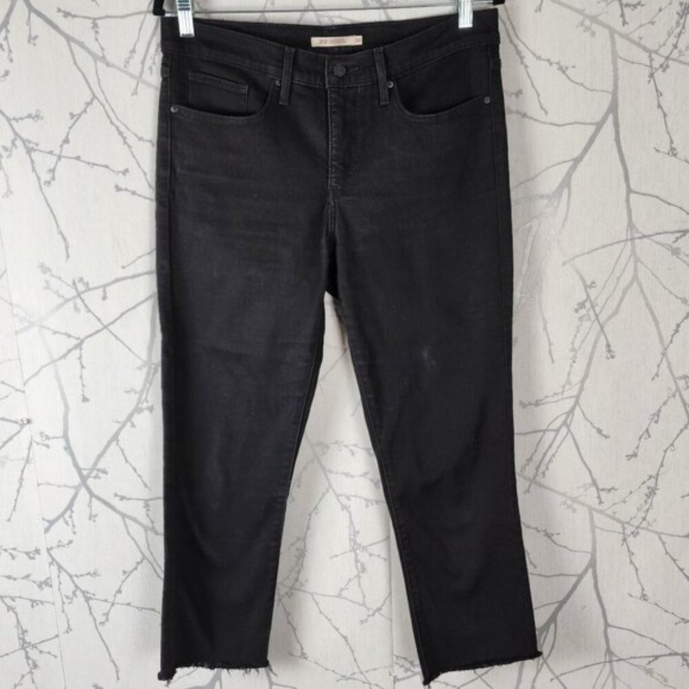 Levi's Black Wash Mid Rise 312 Shaping Slim Cropped Ankle Jeans